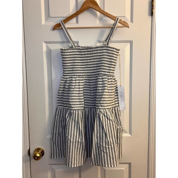 Urban Outfitters Lumiere Striped Smocked Babydoll Dress SZ L - Picture 6 of 10